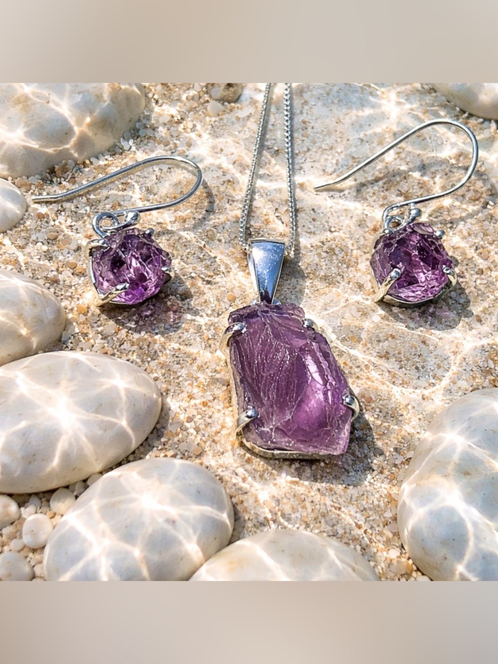 Amethyst Necklace & Earring SET!
